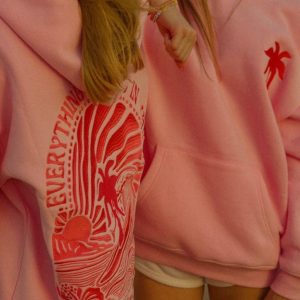 Everything Comes in Waves Hoodie in Pink