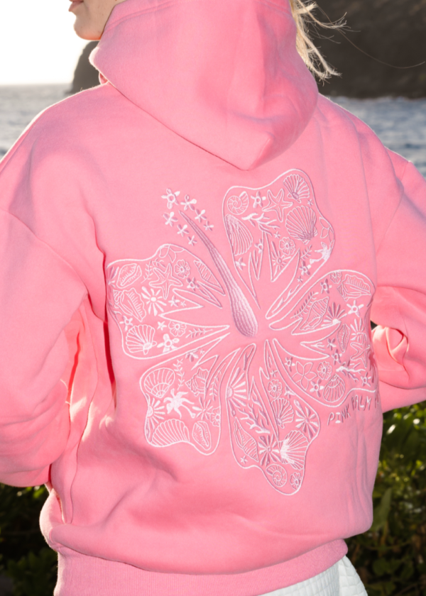 Hawaii Hibiscus Hoodie in Sonic Pink